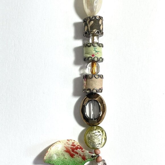 Ayala Bar Signature Necklace Gift 2009 Chunky Coastal Grandma Boho Fabric Glass - Picture 7 of 13